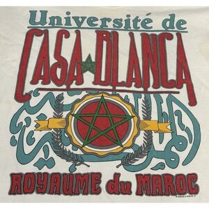 Universite de Casa Blanca Shirt Vintage White Men's Size XL USA Made Box Shape